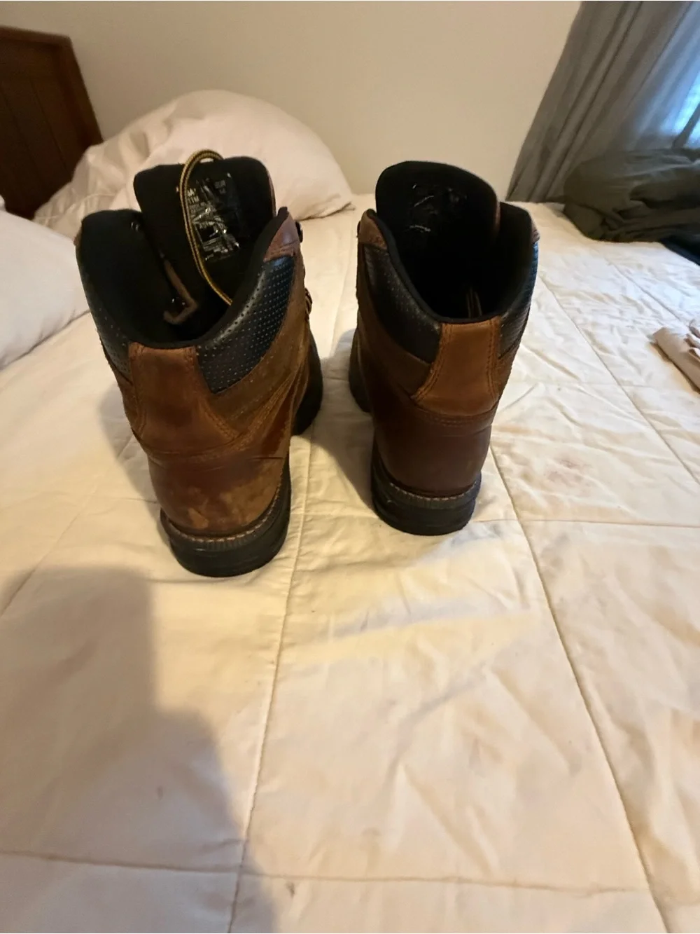 Men's Brown Leather Work Boots - Rugged Lace-Up